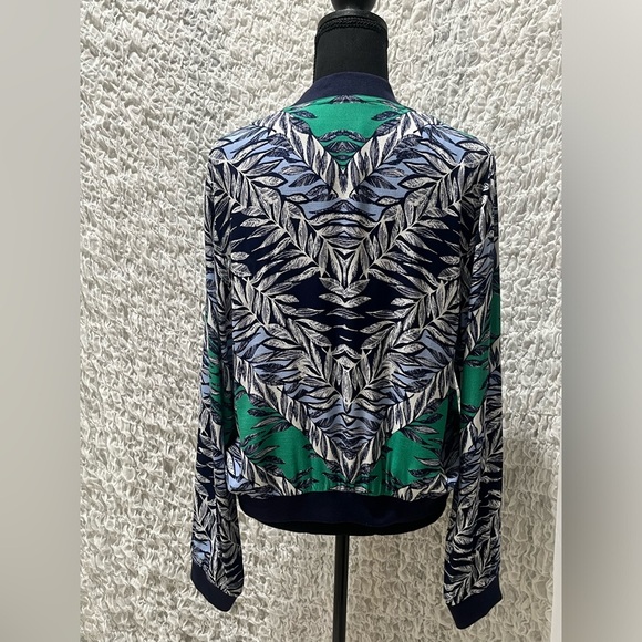 LAUNDRY BY SHELLI SEGAL, WOMENS LEAF PRINT BOMBER JACKET, SIZE 8 - Picture 6 of 8